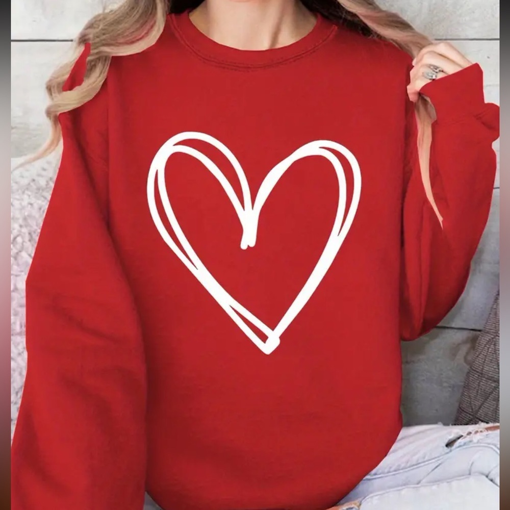 NEW Valentines Heart Sweatshirt, S-5X Valentines Day oversized